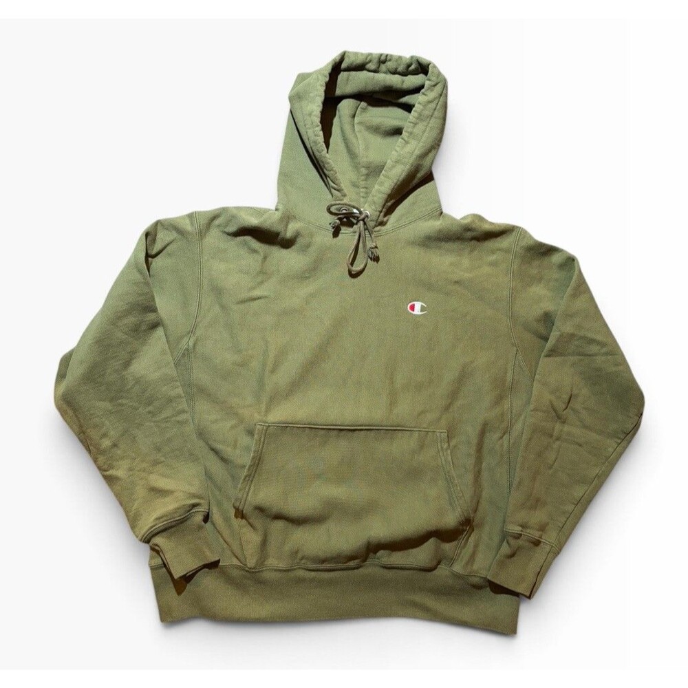 Champion Reverse Weave Hoodie Olive Green Size Large